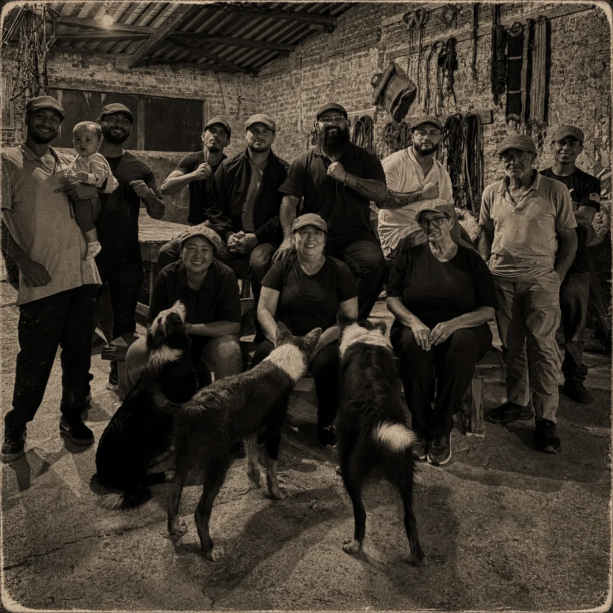 Cão de guarda atento em retrato preto e branco